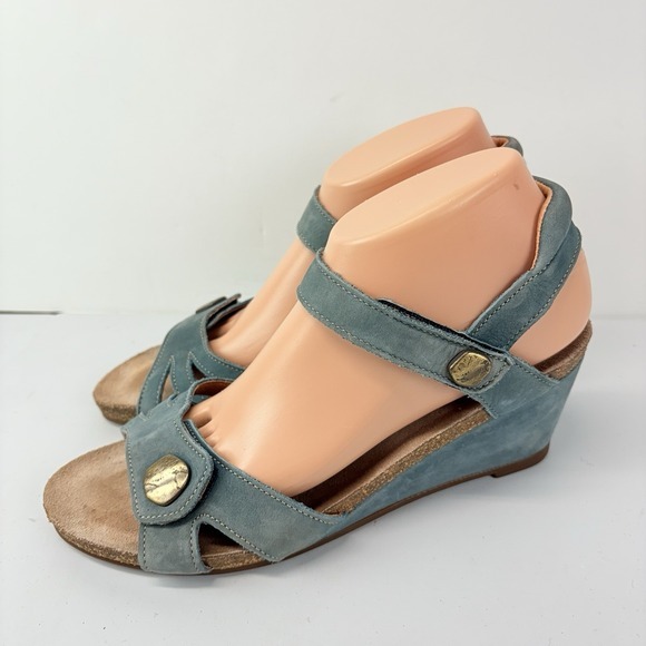 Taos Charade 5574 Wedge Sandal Womens Size 40 (9-9.5) Teal Blue Adjustable Strap - Picture 3 of 8